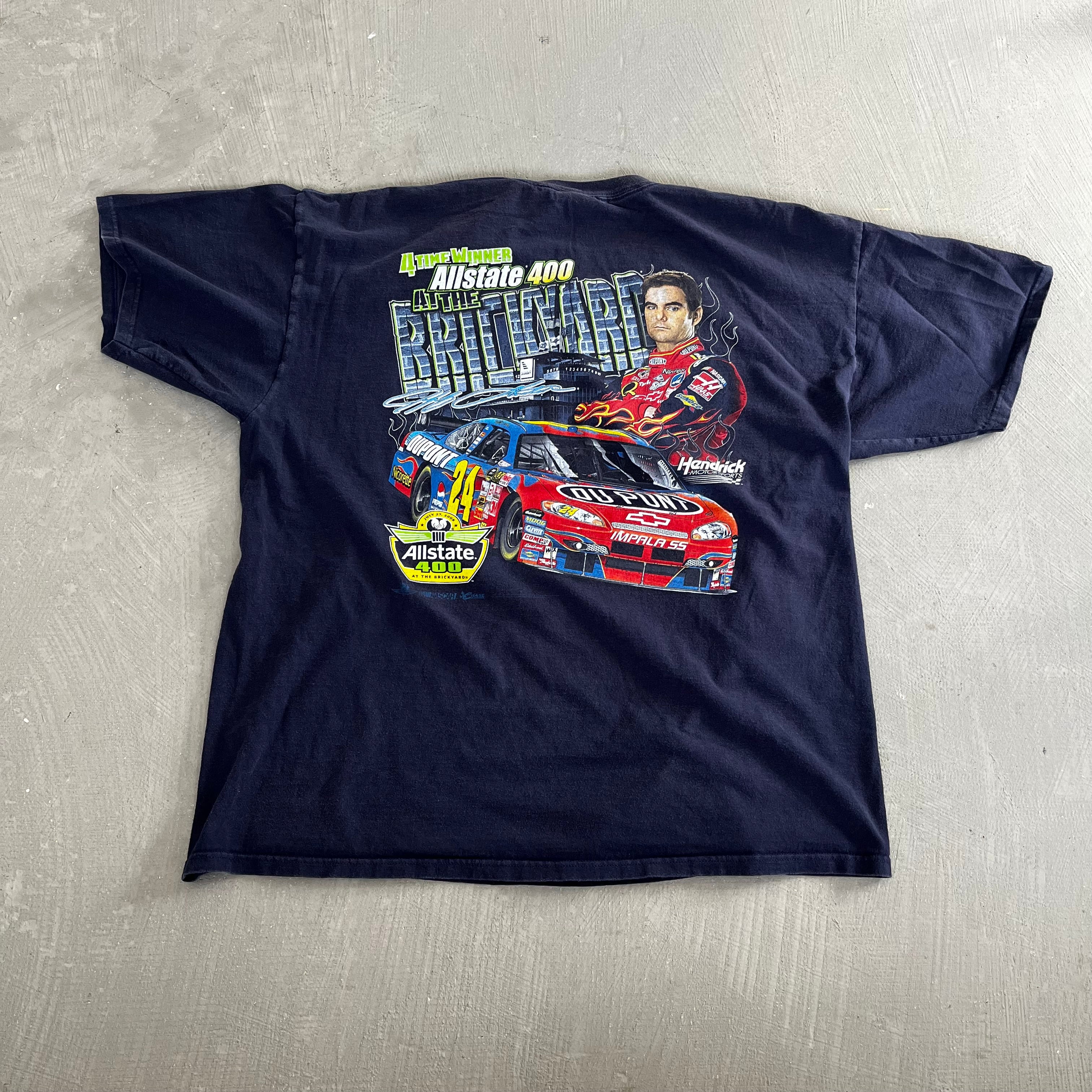 F- 2008 Nascar Chase Authentic Jeff Gordon All State 400 Text & Picture Tee - Image 3