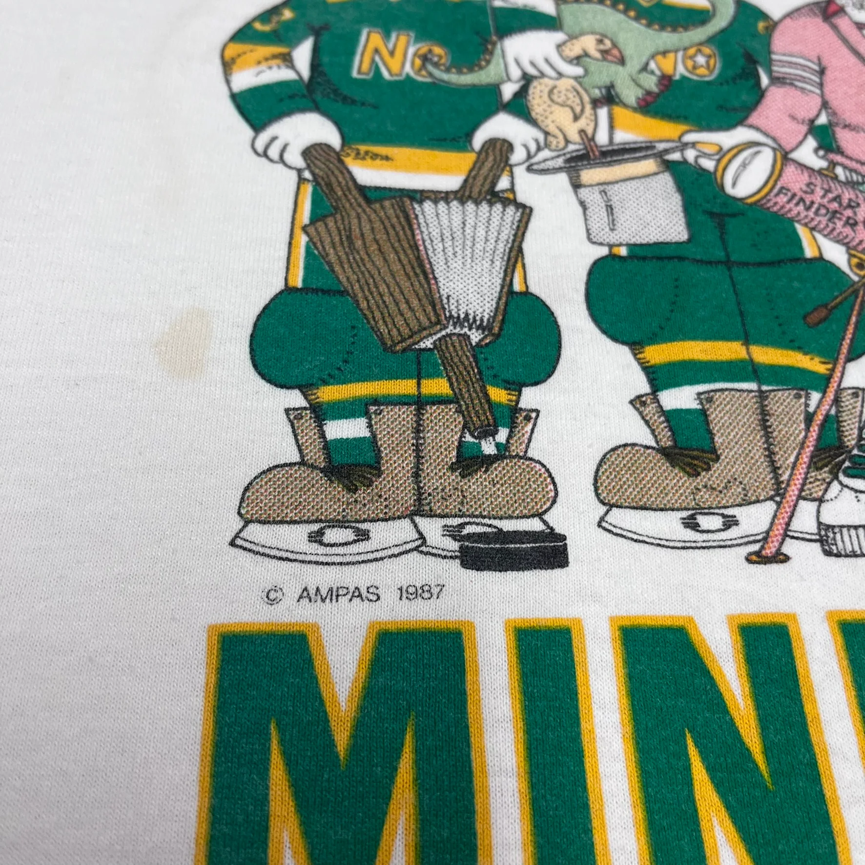 F- Vintage 1987 Minnesota No Stars NHL Parody Single Stitch Tee - Image 6
