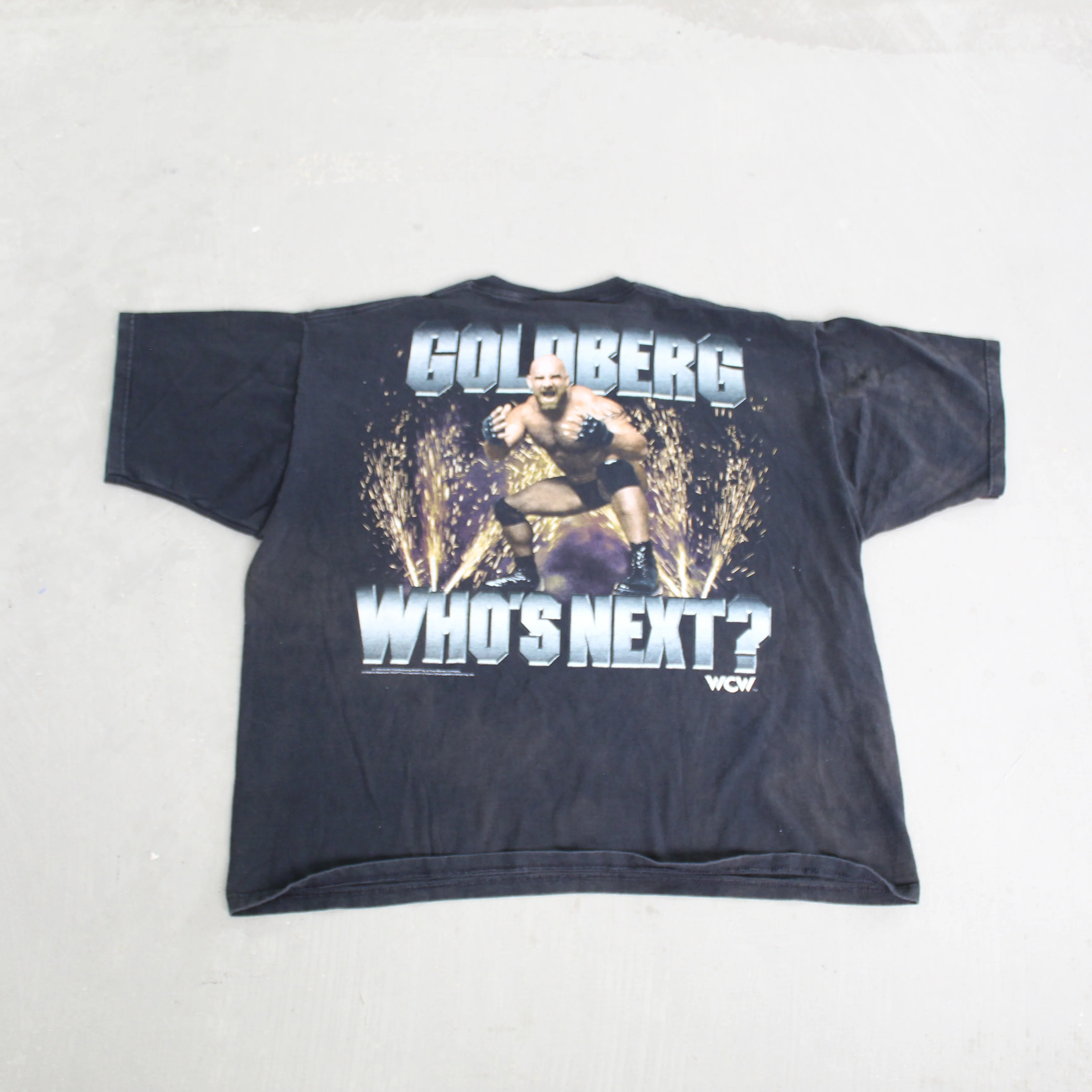 F- Vintage 1998 WCW Liquid Blue Goldberg Heavy Weight Champion Who's Next Tee - Image 3