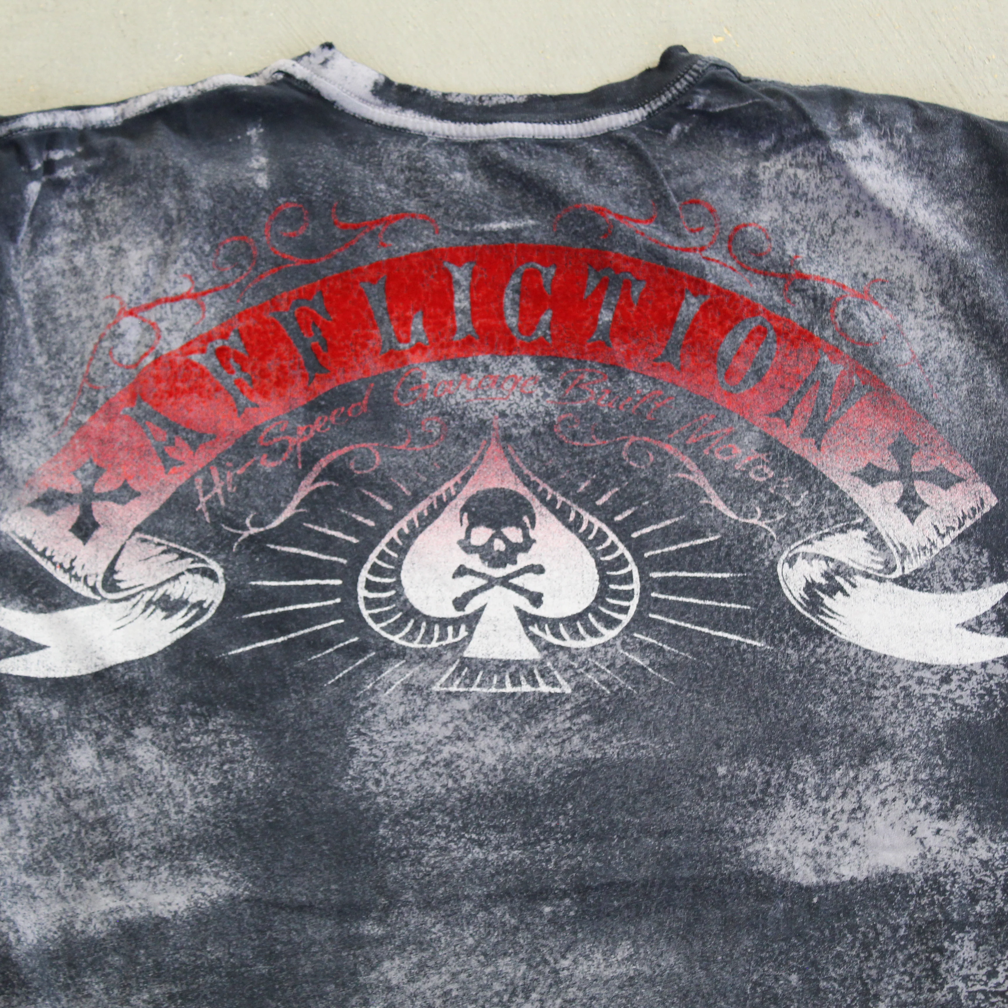 F- Vintage Affliction American Customs Graphic Stone Wash Tee - Image 4
