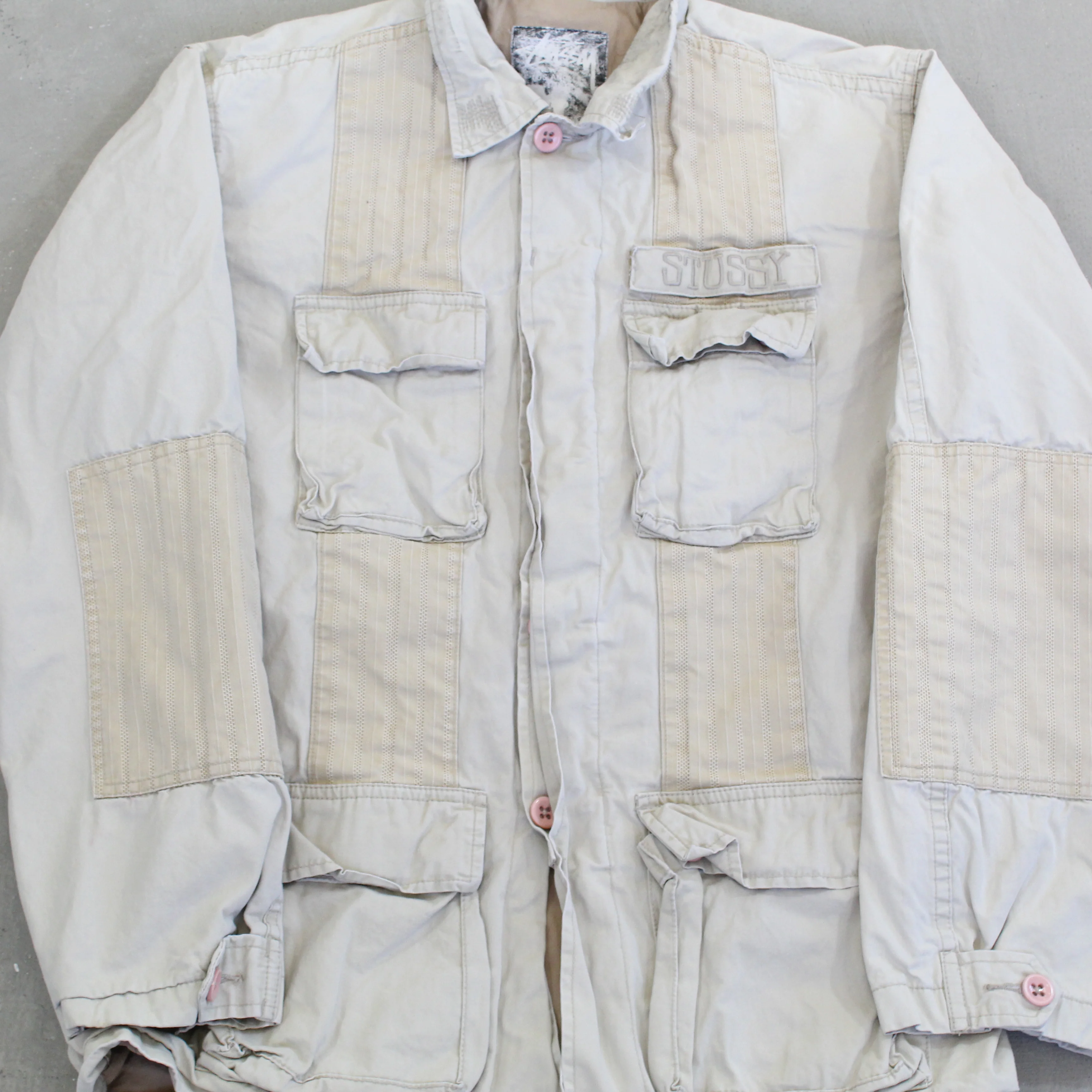 F- Vintage Stussy Cargo Military Jacket - Image 3