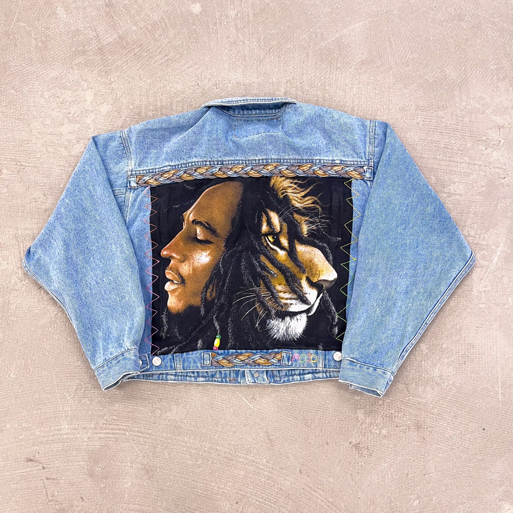 F- HOM Bob Marley Reworked Custom Denim Jackets - Image 4