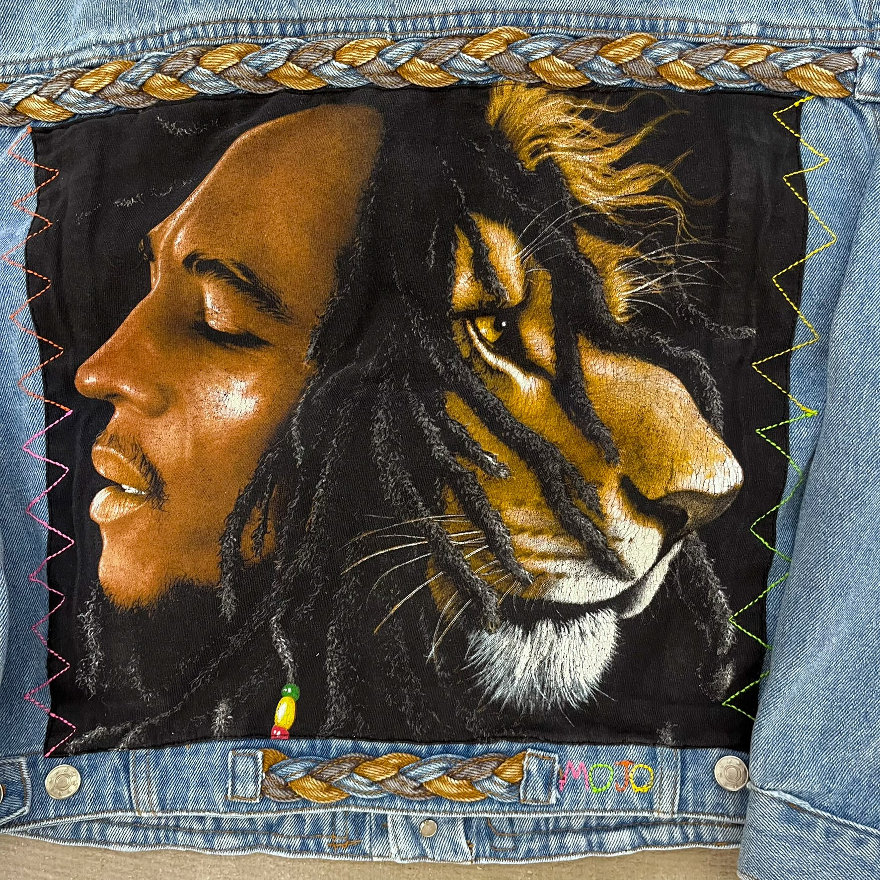 F- HOM Bob Marley Reworked Custom Denim Jackets - Image 5