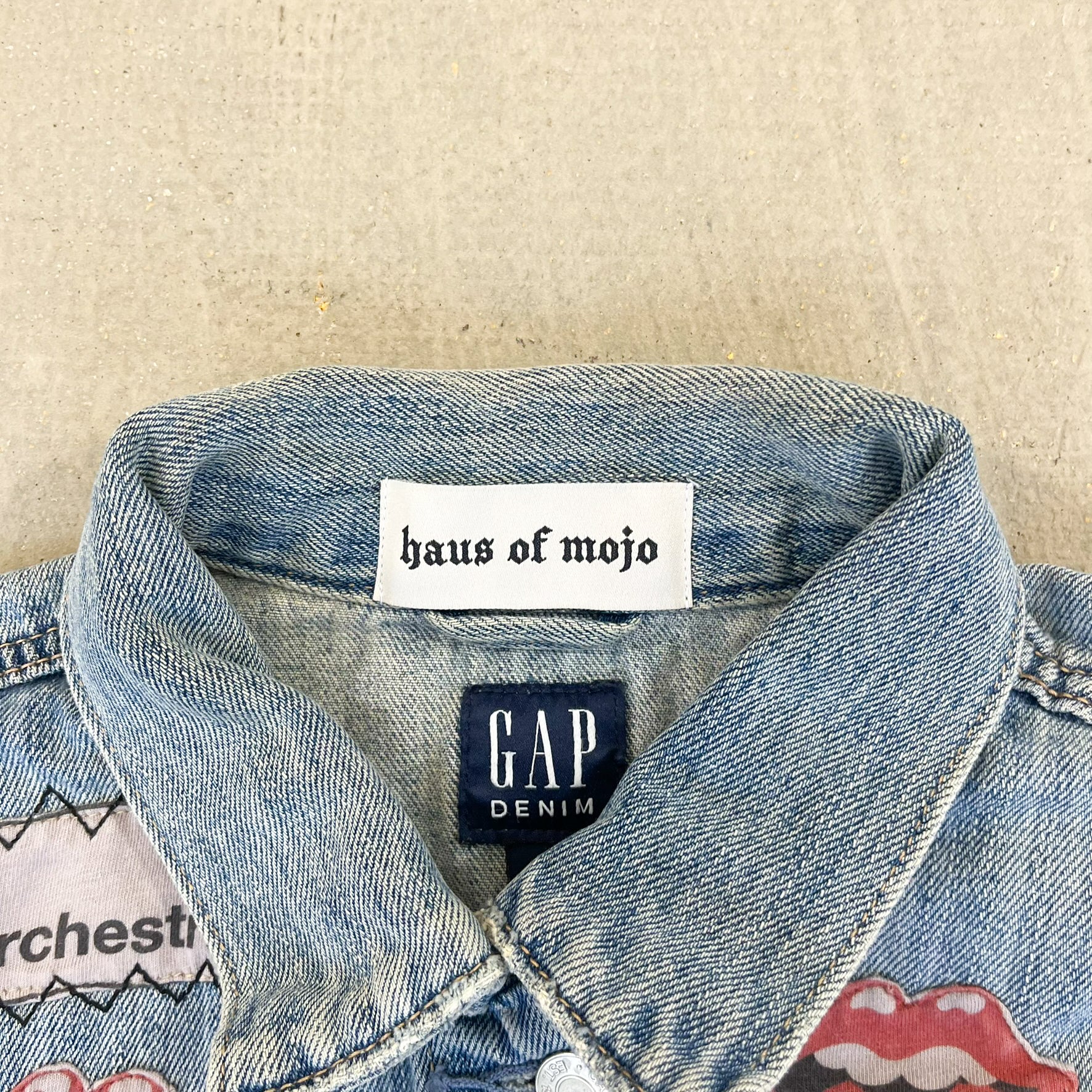 F- HOM Gap Rolling Stones/Metallica Reworked Custom Denim Jacket - Image 3