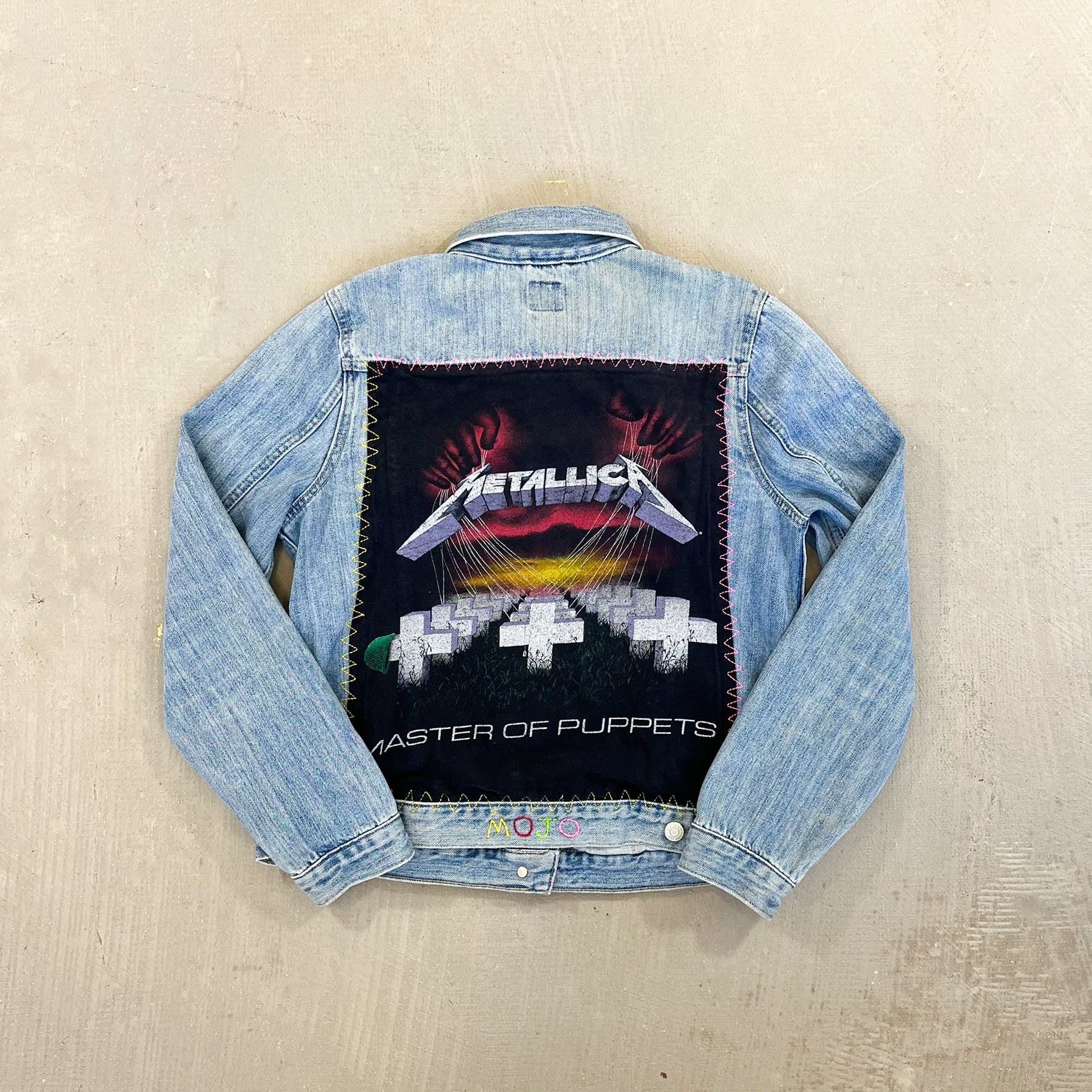 F- HOM Gap Rolling Stones/Metallica Reworked Custom Denim Jacket - Image 8