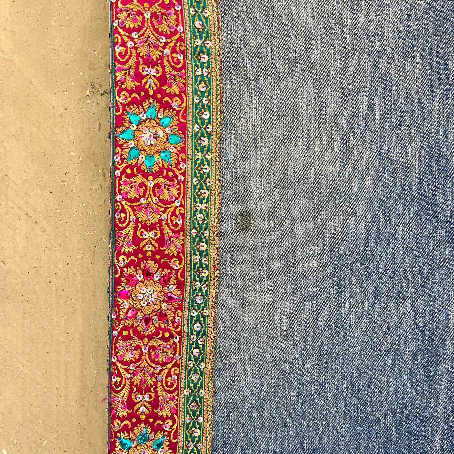 F- HOM Levi's 501 Hand Beaded Reworked Custom Jeans - Image 7