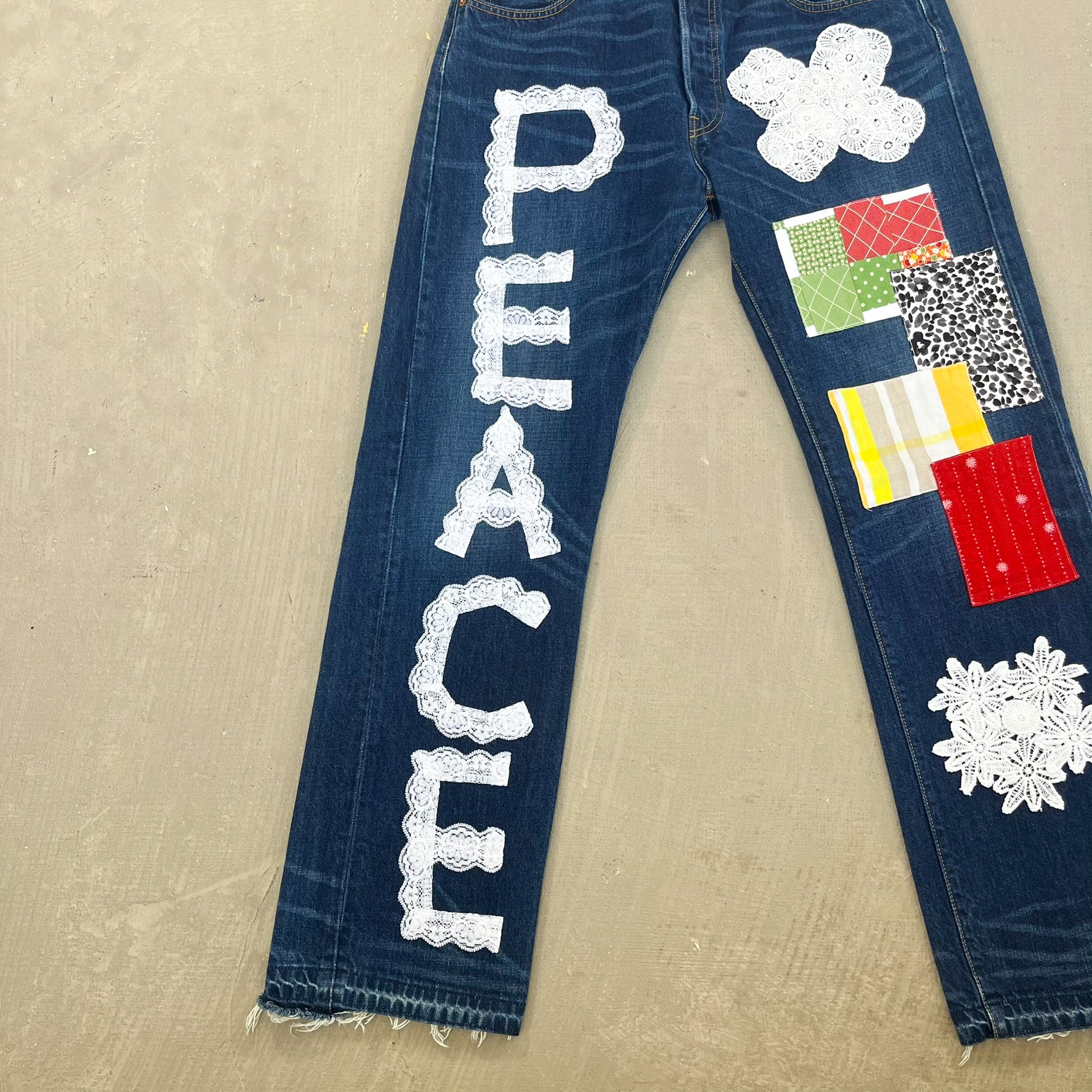 F- HOM PEACE Levi's 501 Reworked Custom Jeans - Image 4