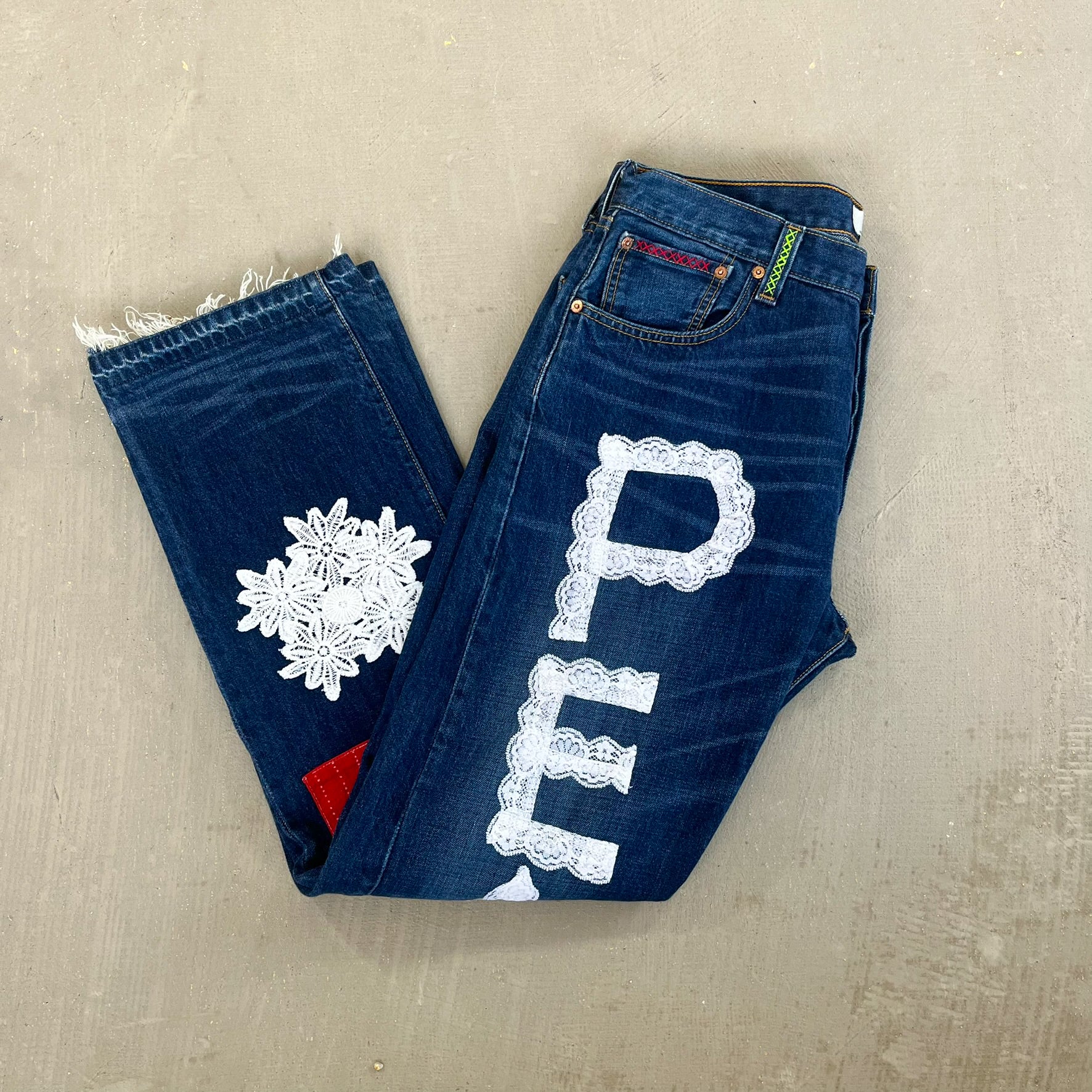 F- HOM PEACE Levi's 501 Reworked Custom Jeans - Image 6