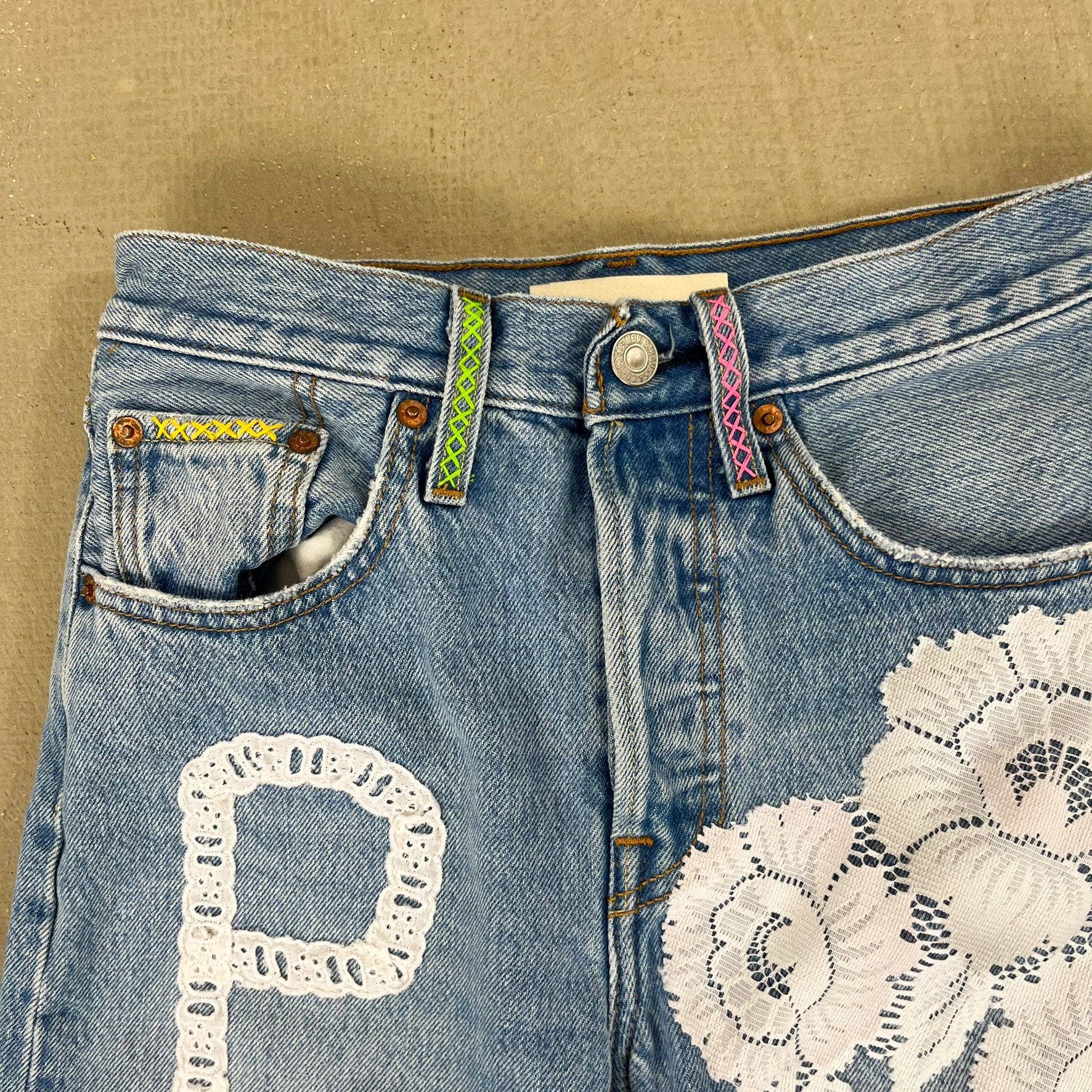 F- HOM PEACE Levi's 501 S Reworked Custom Jeans - Image 5