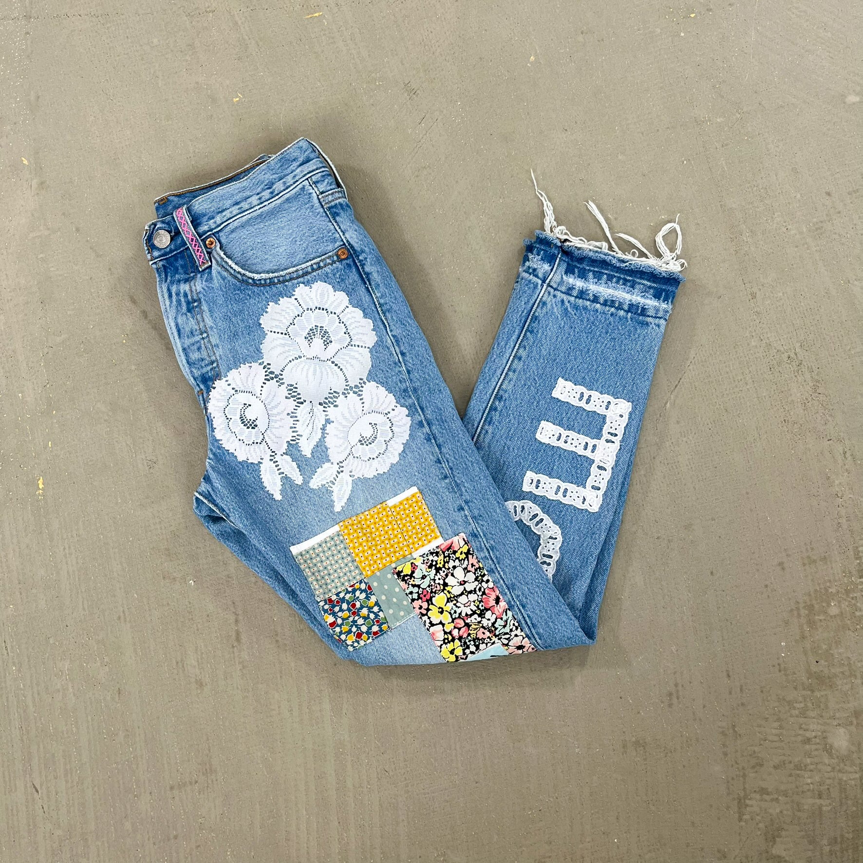 F- HOM PEACE Levi's 501 S Reworked Custom Jeans - Image 6