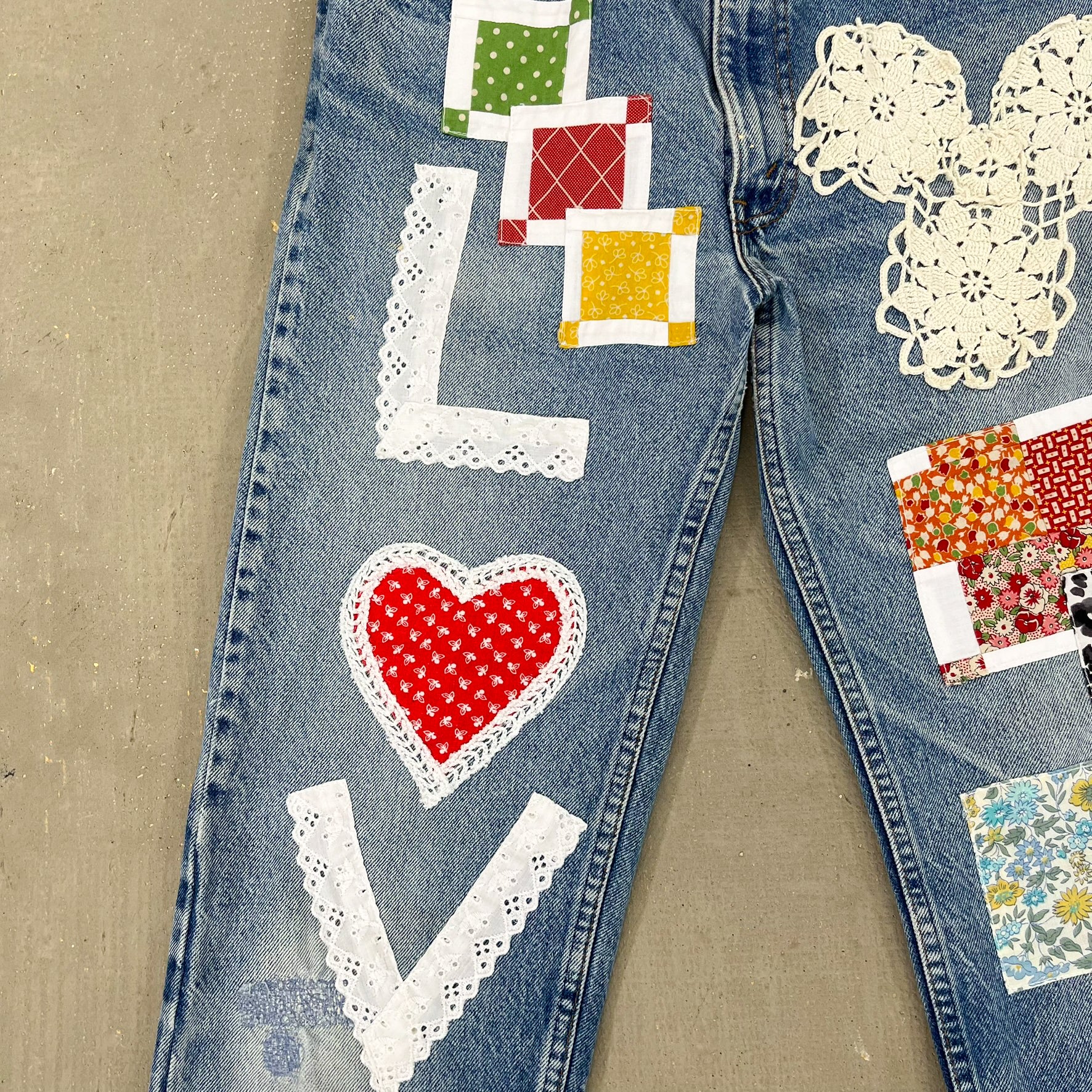 F- HOM LOVE Orange Tab Levi's 550 Reworked Custom Jeans - Image 3