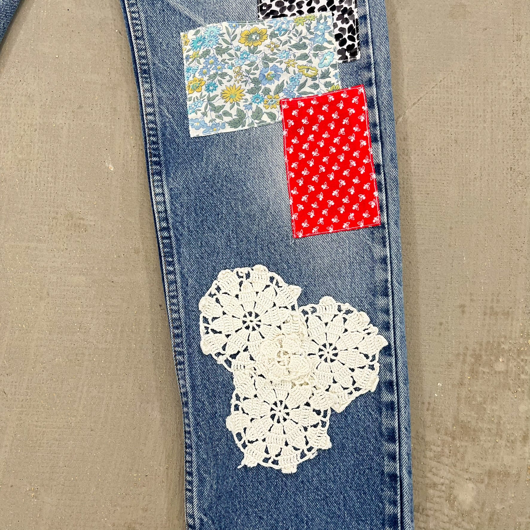 F- HOM LOVE Orange Tab Levi's 550 Reworked Custom Jeans - Image 5