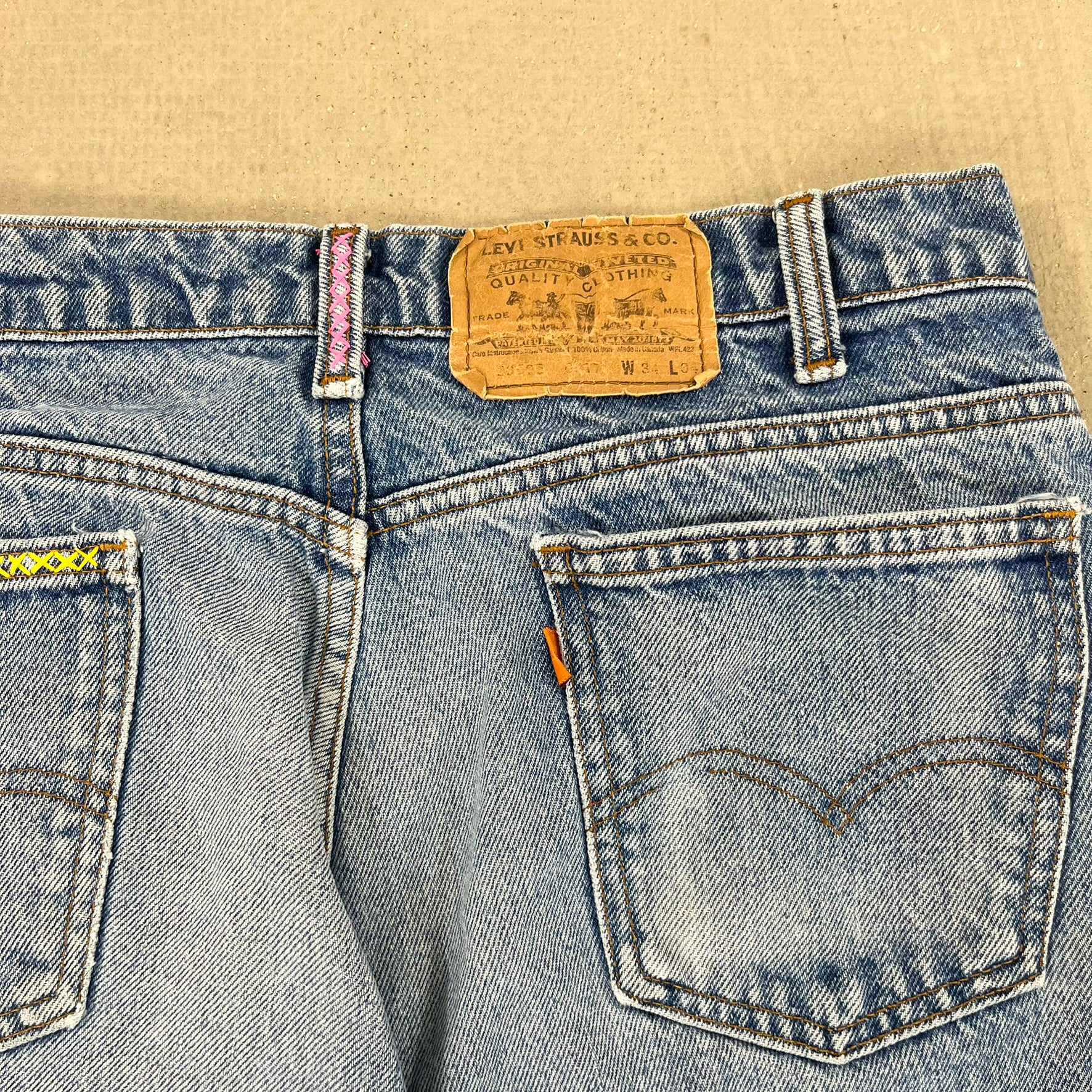 F- HOM LOVE Orange Tab Levi's 550 Reworked Custom Jeans - Image 9