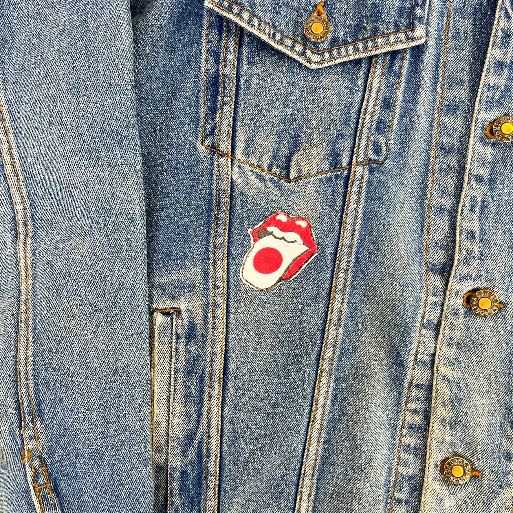 F- HOM Rolling Stones/Kiss Love Gun Reworked Custom Denim Jacket - Image 6