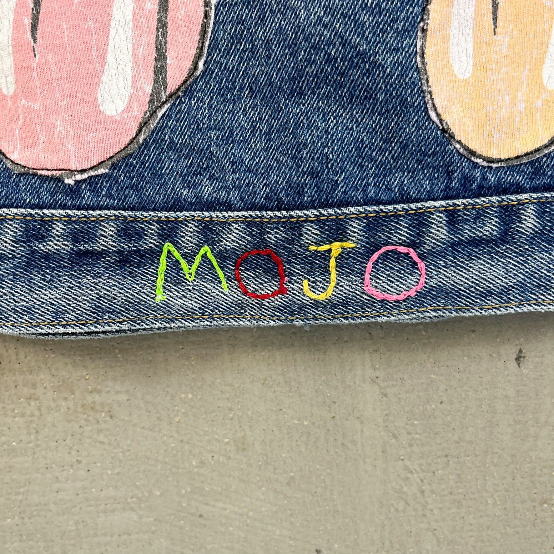 F- HOM Rolling Stones Text & Tongue Logo Reworked Custom Denim Jacket - Image 10