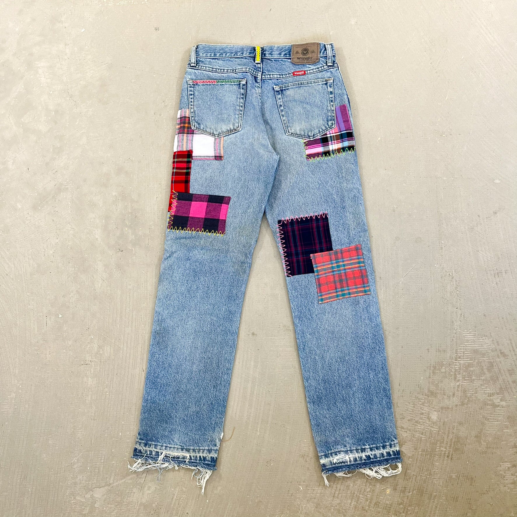 F- HOM Wrangler Flower Left Pocket Reworked Custom Jeans - Image 5