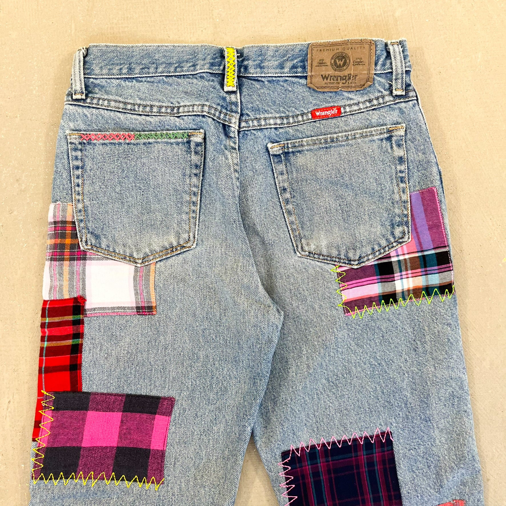 F- HOM Wrangler Flower Left Pocket Reworked Custom Jeans - Image 7