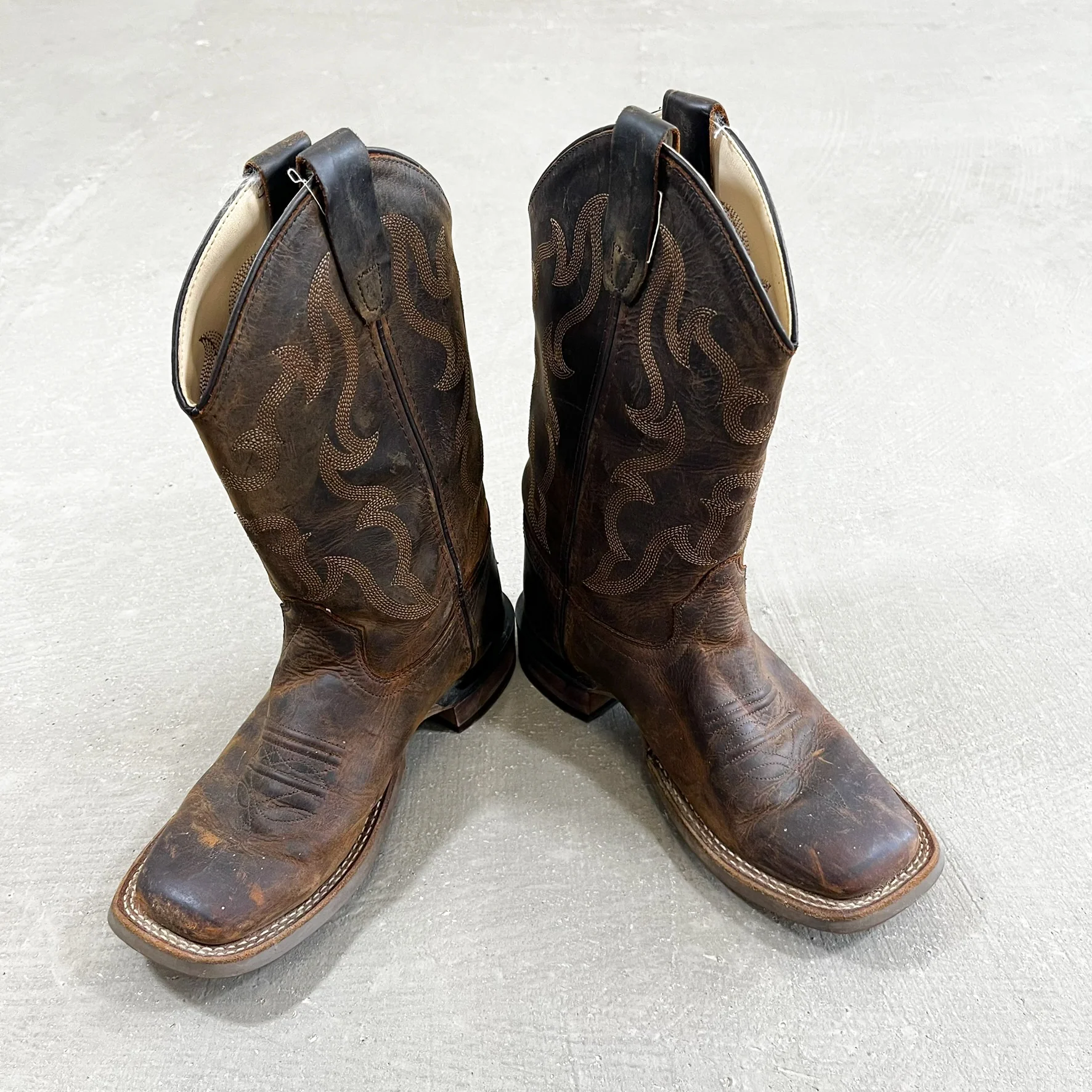 F- Old West Brown Leather Western Boots - Image 5