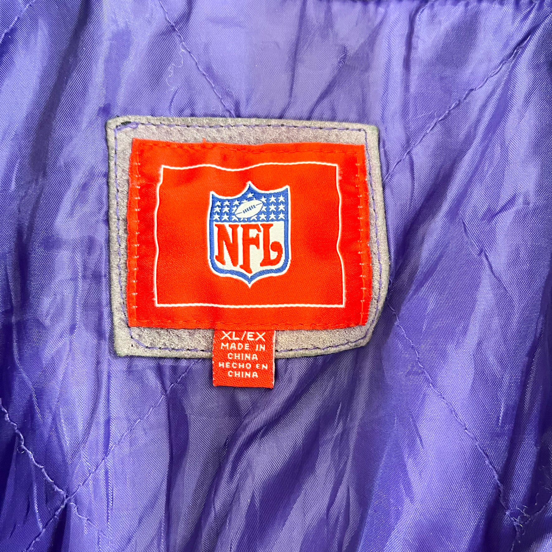 F- Vintage Minnesota Vikings NFL Embroidered Logo Suede Jacket - Image 11