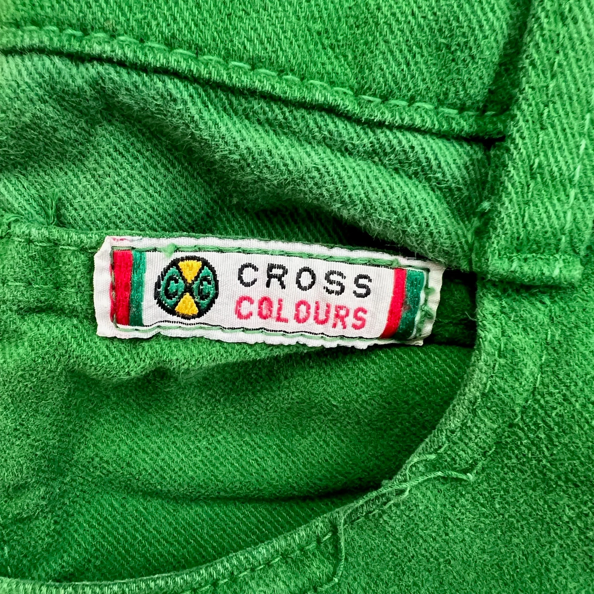 J- Vintage Youth Cross Colours Made In USA Denim Cargo Jorts - 7/8 - Image 6