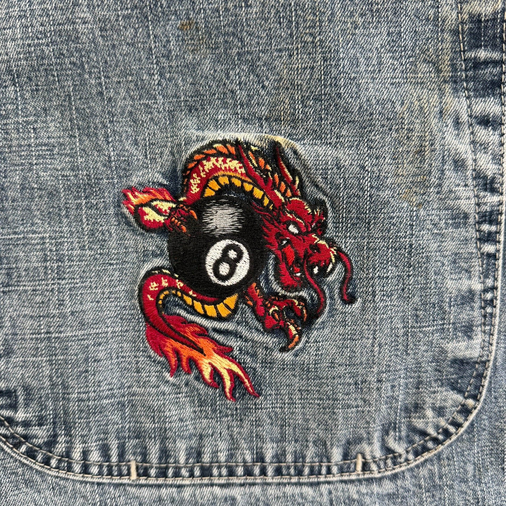 J- Vintage JNCO Embroidered 8Ball & Dragon Jorts - W42 - Image 7