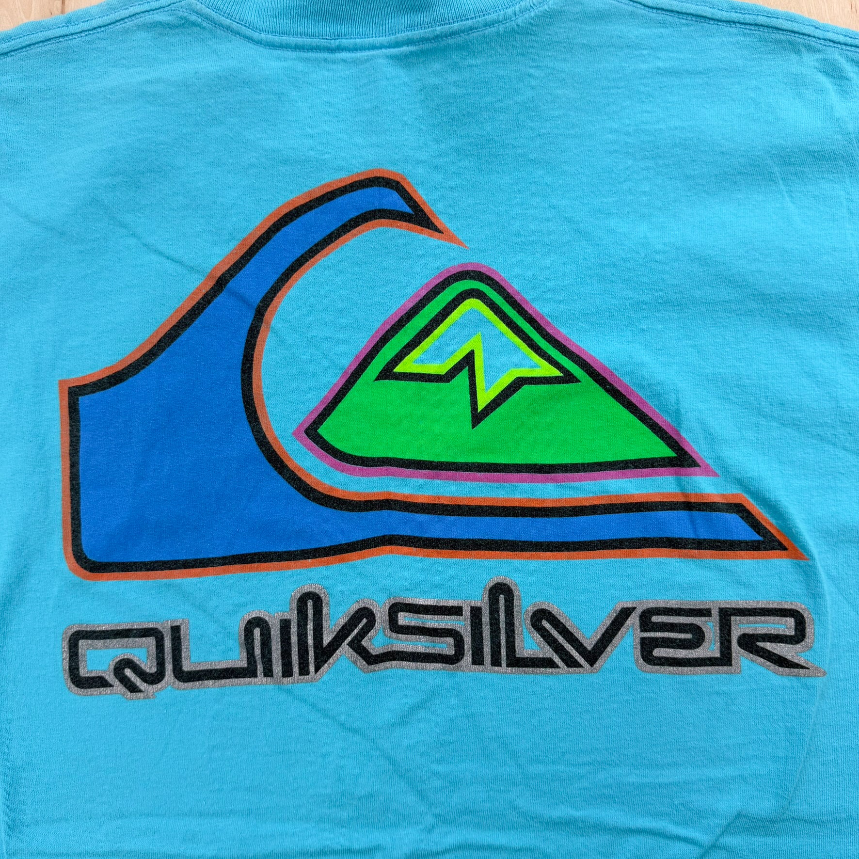 J- Vintage Quicksilver Logo & Text Made In USA Single Stitch Tee - XL - Image 4